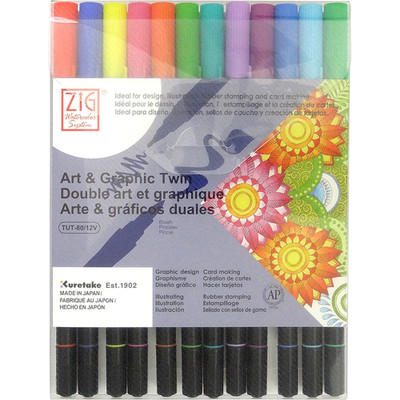 ZIG Art & Graphic Twin 12 Colour Set - Bright