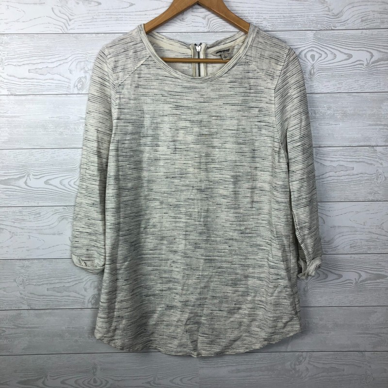 Lucky Brand Women's Large 3/4 Sleeve Tunic Shirt Zipper Back Gray Marled Casual