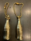 2 Vintage COCA COLA Brass Bottle Charm Keychains COKE Soda Soft Drink