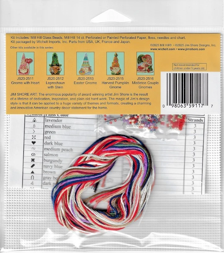 Kit de punto de cruz Mill Hill cuentas gnomo patriótico Jim Shore Foto 2 de 2