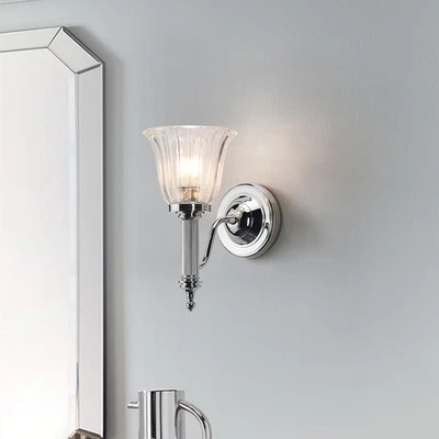 Chrom Durchsichtig Badezimmerlampe Glamour Klassisch Wandleuchte Leuchter IP44 - Bild 1 von 4