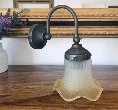 Jugendstil Wandlampe AURUM Glas Messing Wandleuchte Lampe Antik Stil Art déco - Bild 1 von 4