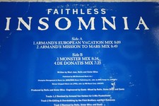 Faithless- Insomnia 12" Vinyl, Armand Van Helden Monster Mix, 1997 House Techno