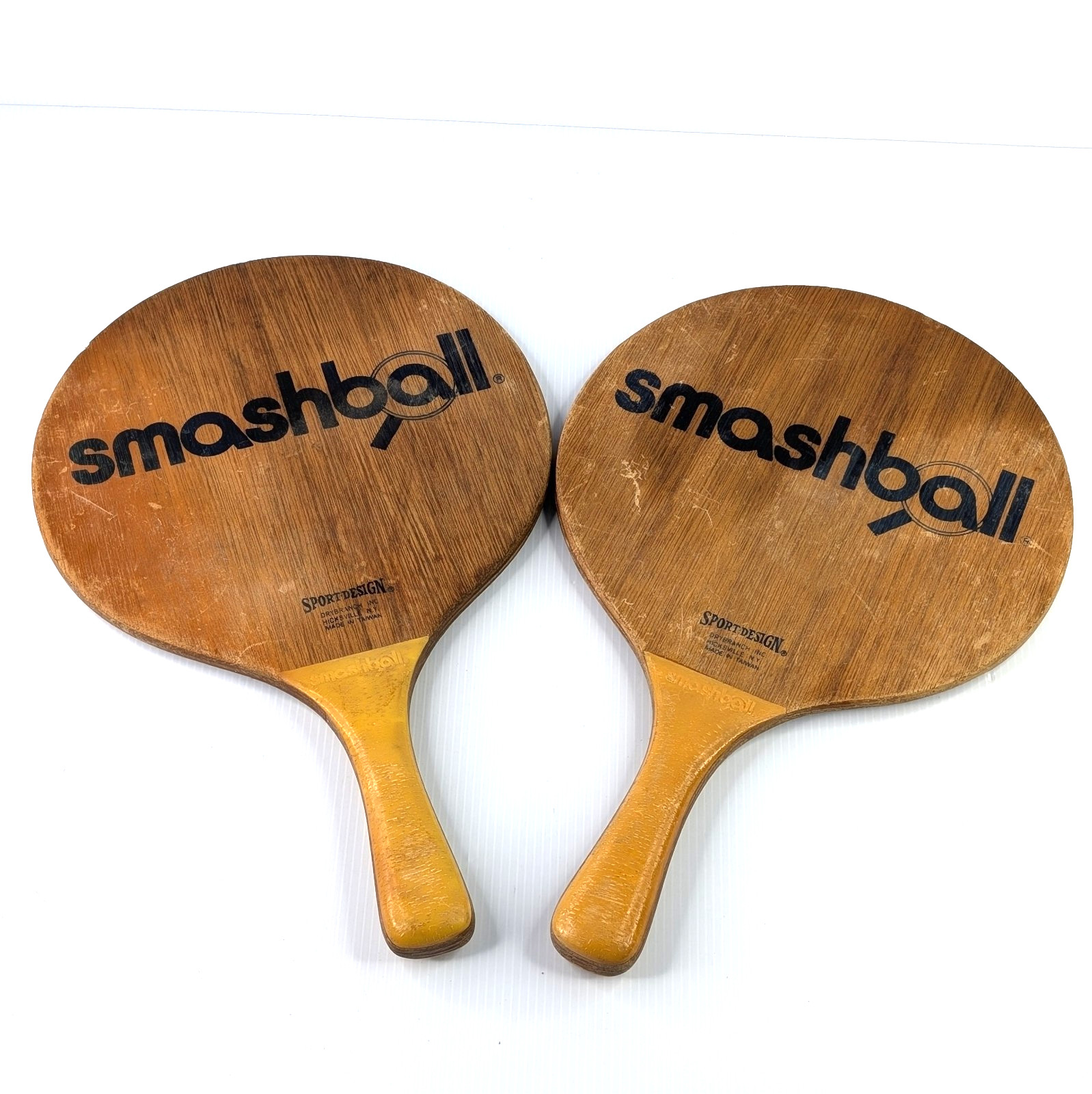 Vintage Smashball Play Set 2 Wooden Paddles Ball Sport Design Sticker