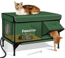 Weatherproof Heated Cat House for Outdoor in Winter, Heated Cat Bed Kitty Shelte