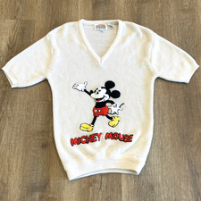 Vintage Disney Character Fashions Women's White Mickey Mouse Sweater Sz L