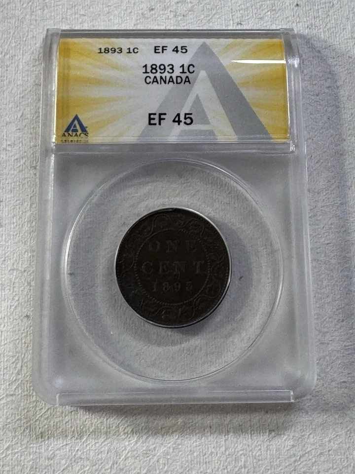1893 Canada Large Cent Bronze Coin Graded XF 45 by ANACS - Image 4 of 4