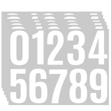 4 Inch 0-9 Number Stickers, 6 Sheets White Waterproof Self-Adhesive Vinyl Dig...