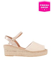 RRP€140 KANNA Canvas Wedge Espadrilles US8 UK5 EU38 Ivory Buckle Made in Spain