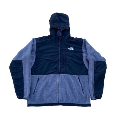 The North Face Denali Hoodie Jacket Men s Large Gray Black Polartec Vented