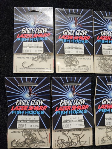 8 Packungen Eagle Claw Nickel Lachs Steelhead L318NV Größe 3 15 Haken pro Packung - Bild 2 von 8