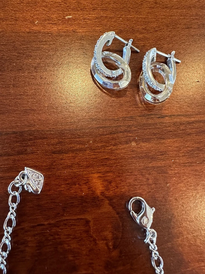 SWAROVSKI Crystal Logan Golden Shadow Pendant Necklace, Bangle, and Earrings - Image 2 of 4