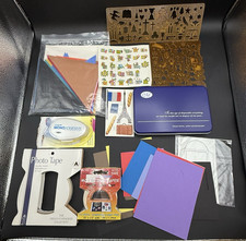 Lot of SCRAPBOOK SUPPLIES Die-cuts Photo Tape Stencils Stickers