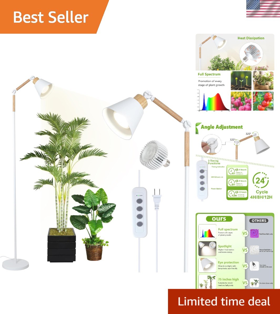 With 4/8/12h Timer, 75'' Adjustable Height