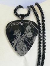 Titanium 316L Stainless Steel Metallica Guitar Pick Biker Pendant New.