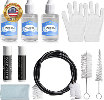Trumpet Cleaning Kit - 3 Trumpet Lubricating Valve Oil, 2 Slide Grease,Valve, Mo