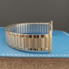 20mm 18mm Speidel Radial Yellow Gold-Tone Wide nos Long 1970s Vintage Watch Band