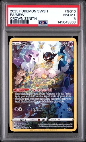 2023 POKEMON SWORD & SHIELD CROWN ZENITH #GG10 FULL ART/MEW PSA 8