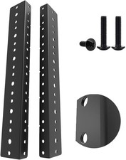 Jingchengmei 6U Steel Rack Rails Kit with Hardware - 2 Pieces (6URR) 6U, Black
