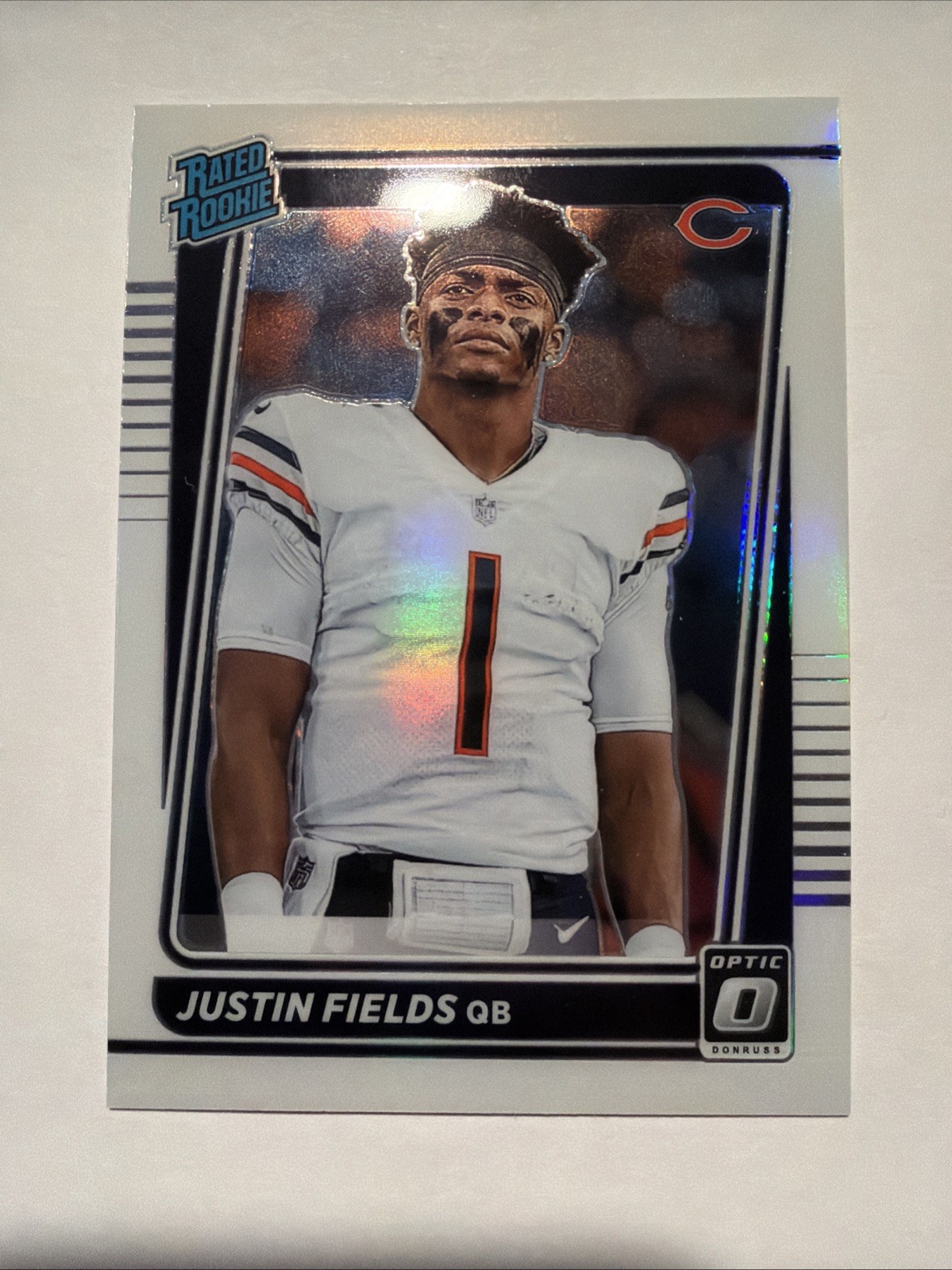 2021 Panini Optic Rated Rookie Justin Fields #204 Holo Prizm Variation (RC)