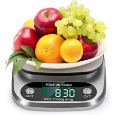Balance Cuisine Électronique ZGEER 10kg Précision 1g LCD Argent Inox Tare