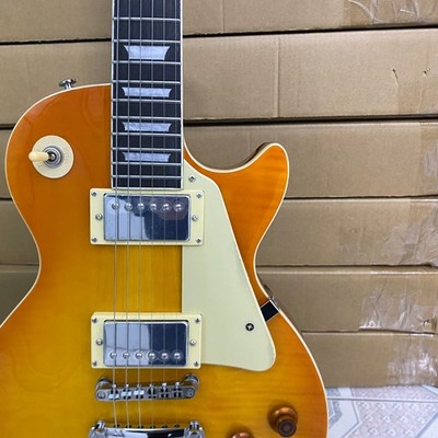 Electric Guitar Yellow Flamed Maple Top HH Pickups mahogany body high quality
