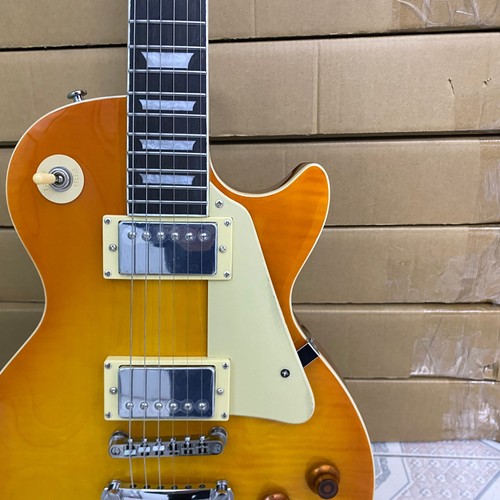 Electric Guitar Yellow Flamed Maple Top HH Pickups mahogany body high quality