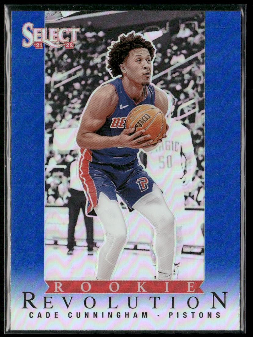2021-22 Panini Select Cade Cunningham #25 Rookie Revolution Blue Prizm Pistons