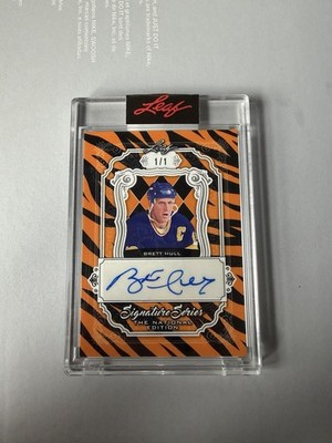 Brett Hull Auto 1/1 Signature Series National Edition Leaf Trading Cards Tiger