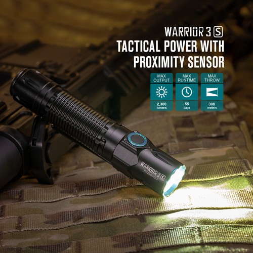 Olight Warrior 3S 2300 lumens Rechargeable LED Torch Tactical EDC Flashlight - Picture 2 of 21