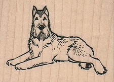 Schnauzer Lying Down 2 1/2 x 1 3/4" Rubber Stamp, Dog Stamp, Dog Lover Stamp