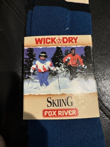 Vintage Fox River Skiing Wick Dry Socks Blue Black 5547 Cabriolet NEW Sz L - Picture 3 of 7