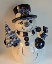 Large Snowman Figurine Dedham Pottery Potting Shed Signed 13" Tall EUC