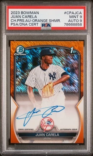 2023 Bowman Chrome Prospect Autographs Orange Shimmer Juan Carela
