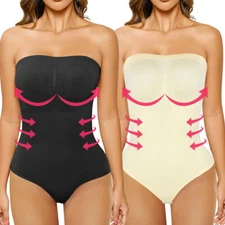 Women Compression Shapewear Bodysuit Body Shaper Tops Tummy Control Strapless