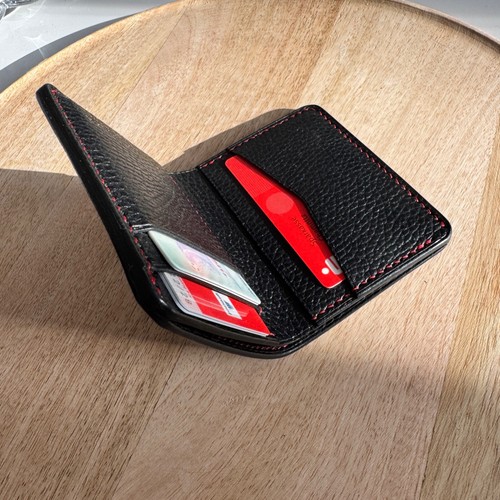 Geldbörse aus Echtem Leder Schwarz Geldbeutel Kartenetui Mini Slim Portemonnaie - Bild 18 von 18