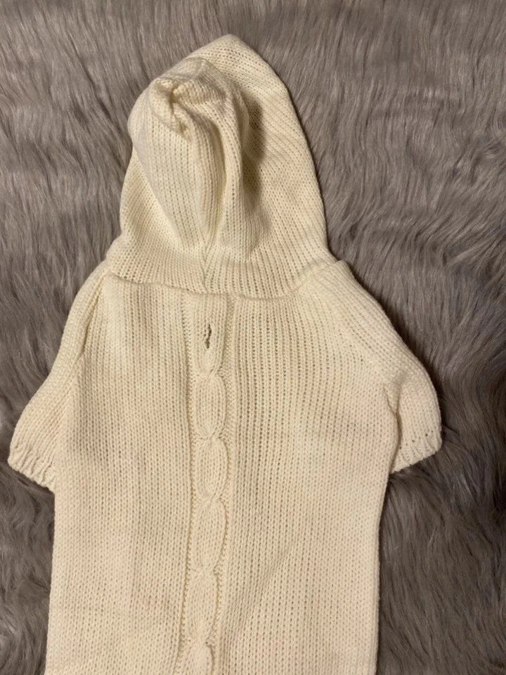 Casual Canine Dog Shirt Size XL White Sweater Red Plaid Skirt Hooded Dress - Image 2 of 4