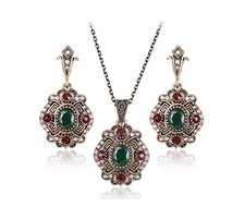 Women's fashion ethnic style vintage antique jewllery necklace & earring set