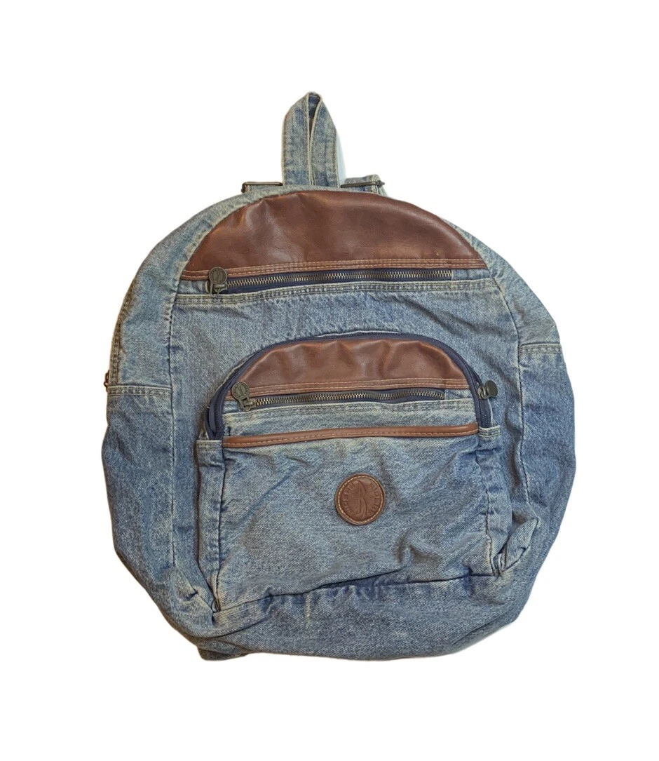 Riders Lee Double Strap Distressed Denim Blue Jean Backpack Purse