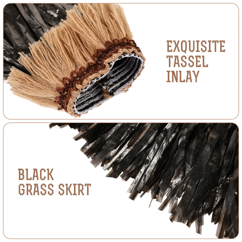 Conjunto Hawaiano Hula Falda Mujeres Brazo Pierna Banda Luau Hierba Falda Fiesta Decoración Foto 3 de 4