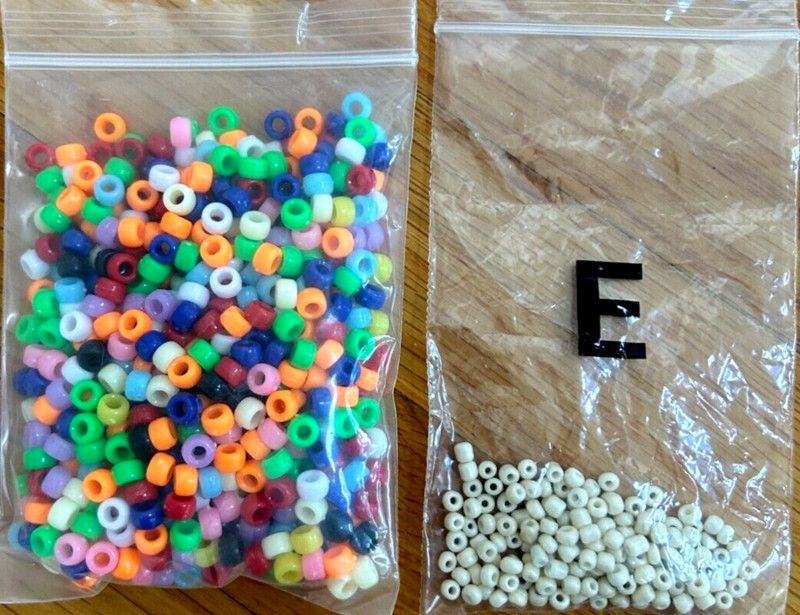 520 SMALL COLORED BEADS & 150 WHITE TINY BEADS