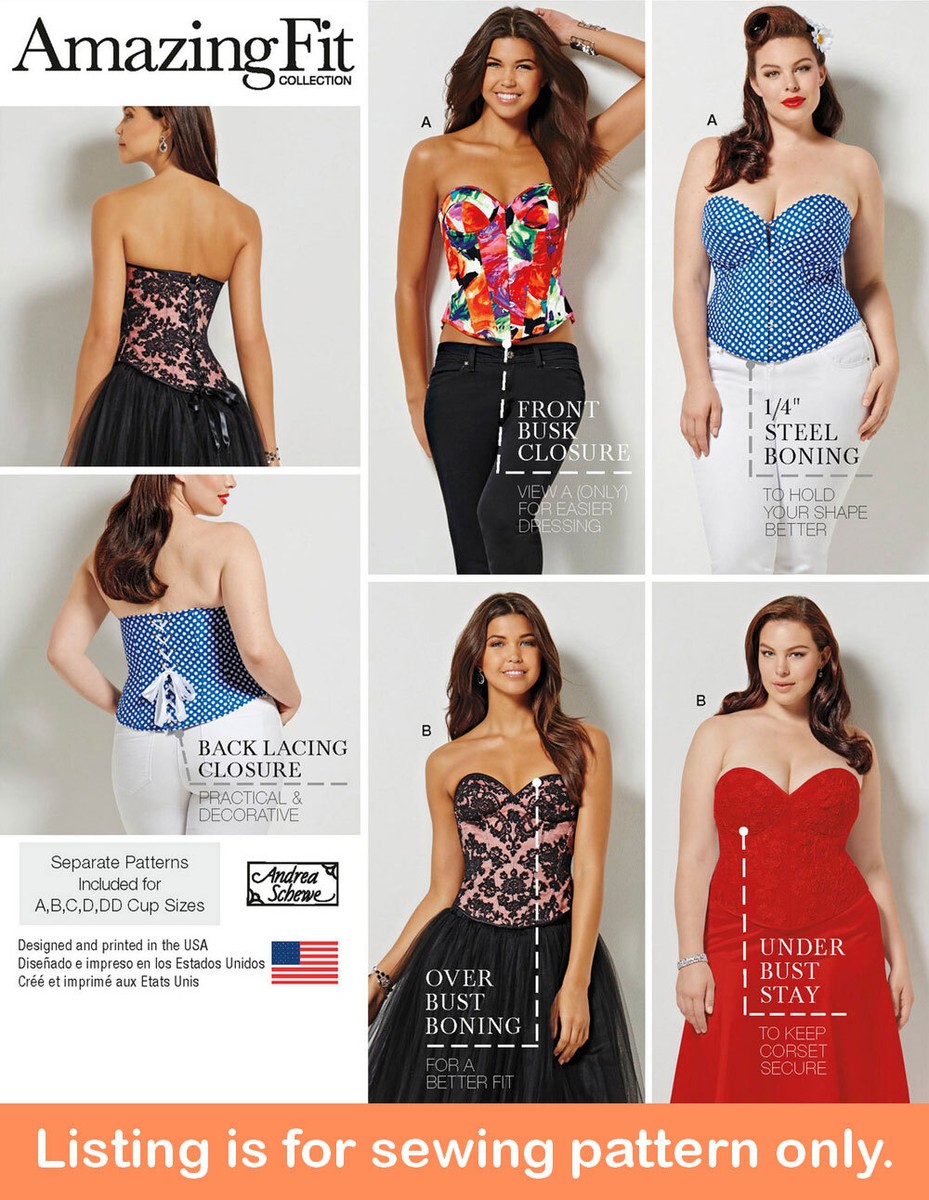 SEWING PATTERN Womens Clothes - Strapless Corset Front Busk Laced Plus Size  1183 | eBay