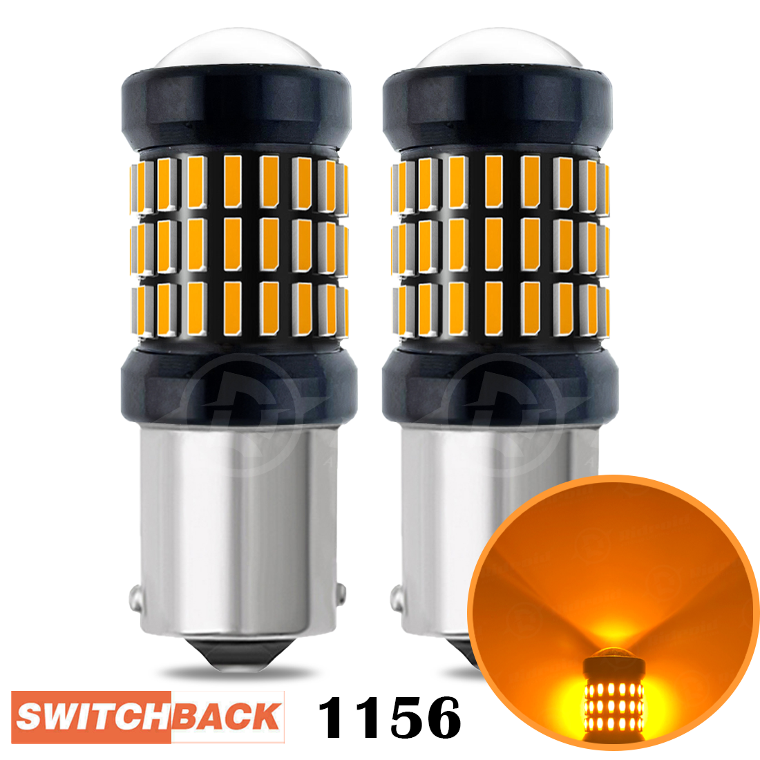 1156, 7506, P21W, BA15S LED Turn Signal Light Bulbs With Build-in Load Resistor Canbus Error Free | Amber Yellow - Foto 10
