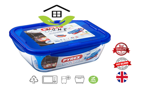 PYREX COOK & GO AIRTIGHT GLASS FOOD STORAGE CONTAINERS WITH BLUE PLASTIC LID - Picture 6 of 16