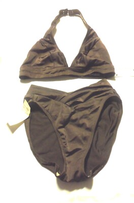 Barely Visible Dark Chocolate Brown Bikini Swimsuit C-Cup Top & Size 10 Bottom