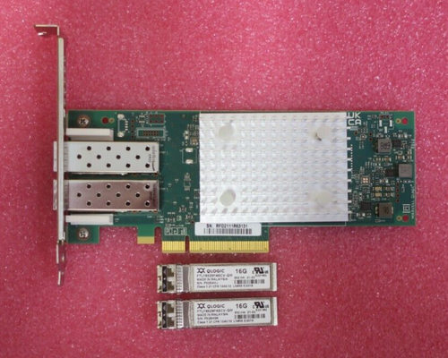 Dell QLogic QLE2692 Dual Port 16Gb FC PCIe x8 Host Bus Adapter HBA YCVFG + SFP - Zdjęcie 4 z 8
