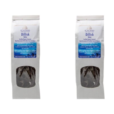 x2 Sea Veg Dillisk Dulse Dried Irish Seaweed Bio Essbar Nährstoff Snack 50g