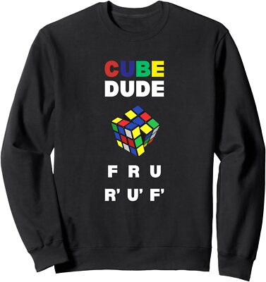 Cube Dude Speed Cubing Spare Time Puzzle Algorithm Unisex Crewneck Sweatshirt