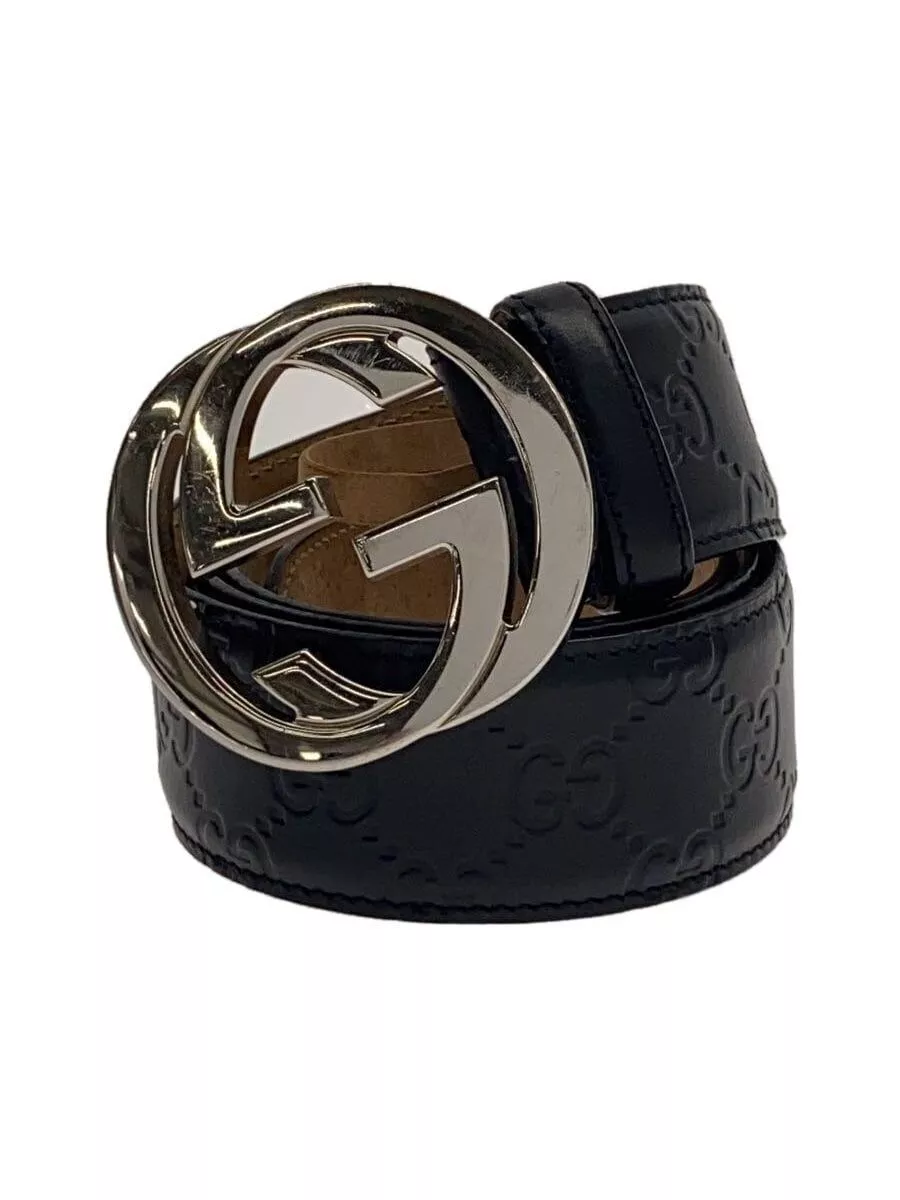 Ceinture GUCCI cuir noir motif total homme 411924 CWC1N GG signature occasion