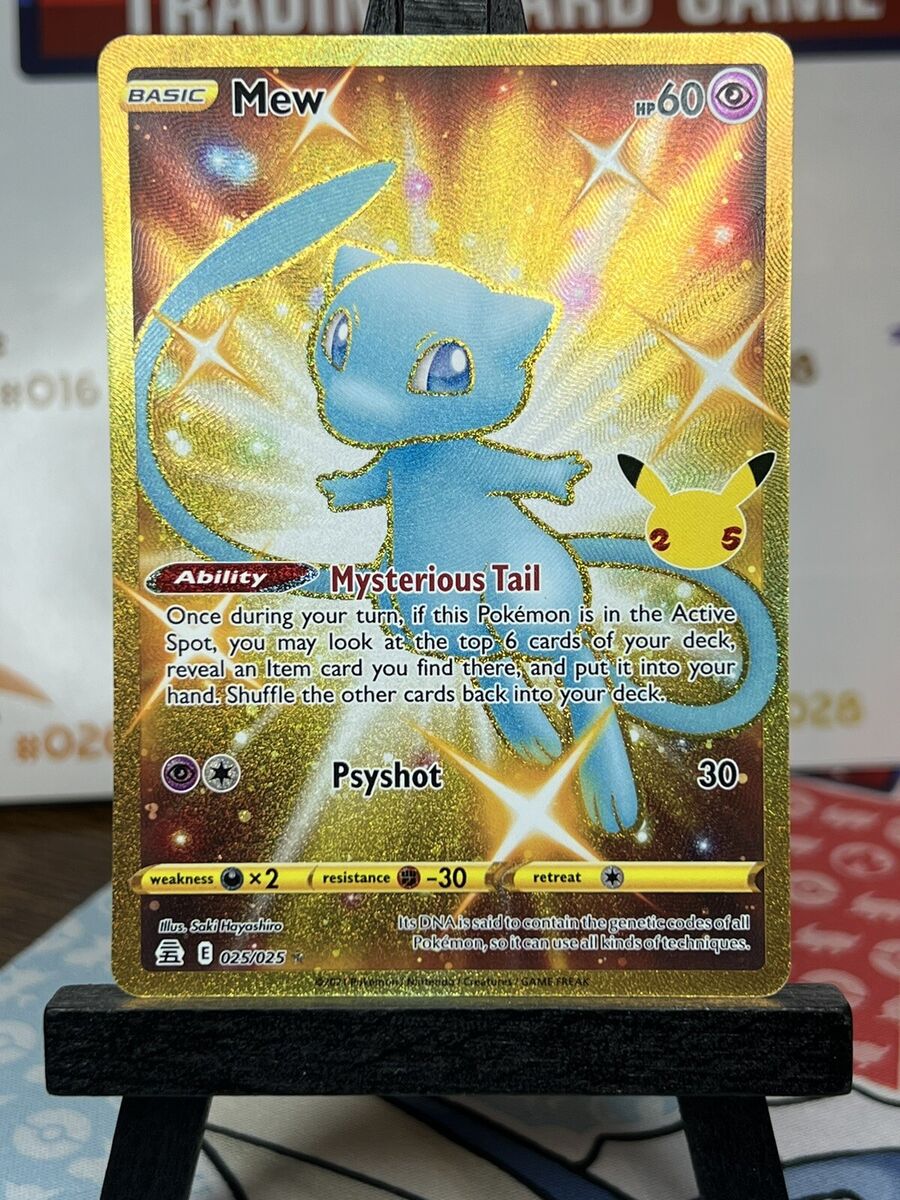 Mew 25/25 SWSH Celebrations Holo Gold Secret Rare Pokemon Card NEAR MINT TCG